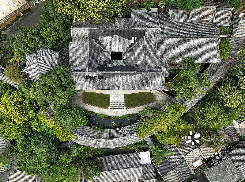 广东省深圳市龙岗区甘坑客家小镇航拍图片素材
