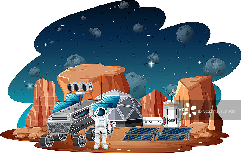 星球景观中的空间站图片素材