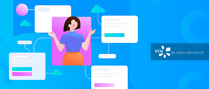 科技让工作更高效扁平矢量概念运营插画图片素材