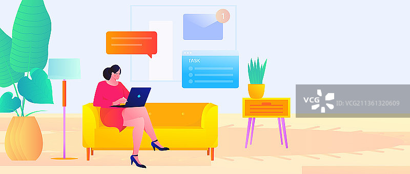 科技让工作更高效扁平矢量概念运营插画图片素材
