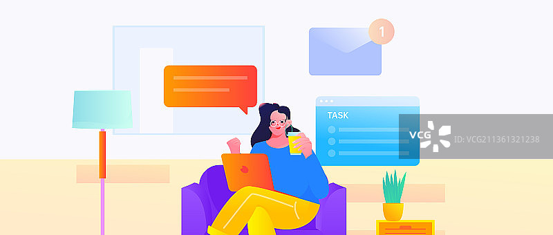 科技让工作更高效扁平矢量概念运营插画图片素材