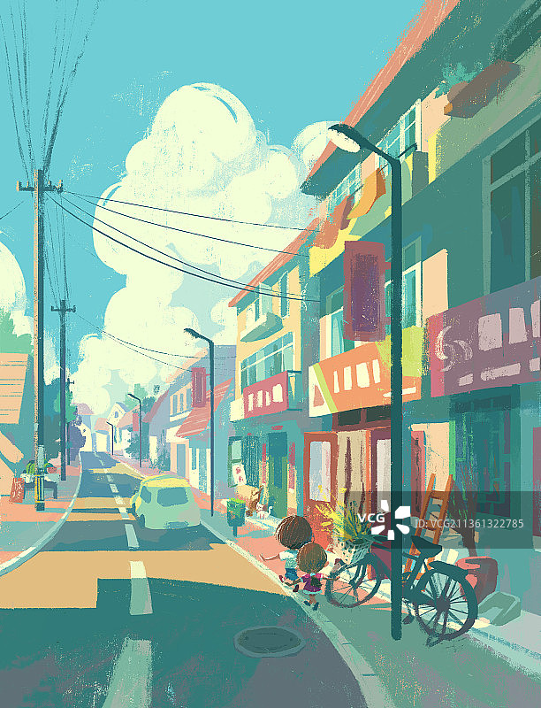 小镇街边图片素材