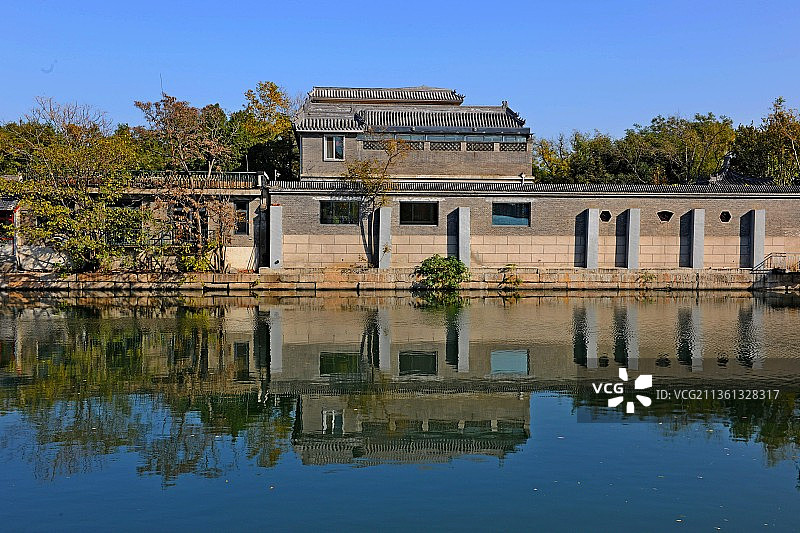 北京，东城，南池子，故宫护城河岸的民居风景。图片素材