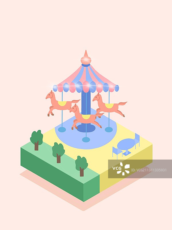 2.5D小岛～旋转木马图片素材