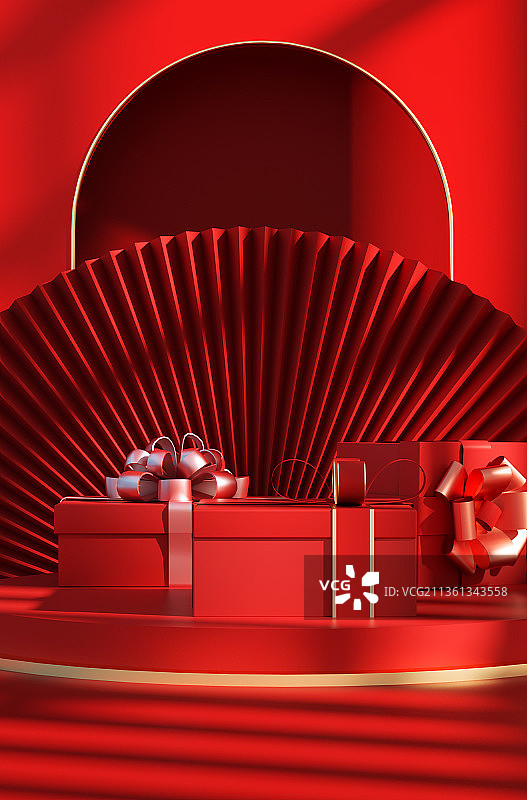 红色中国风场景图片素材