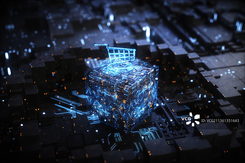 3D芯片和购物图片素材