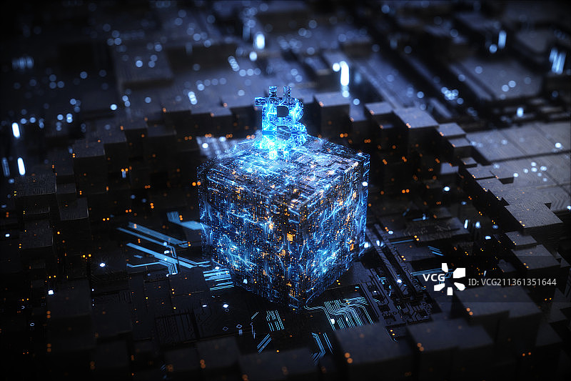 3D芯片和比特币图片素材
