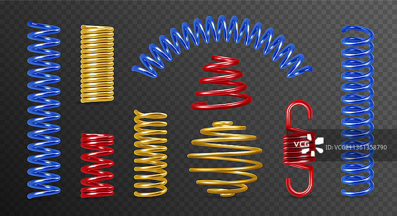 彩色金属弹簧套装图片素材