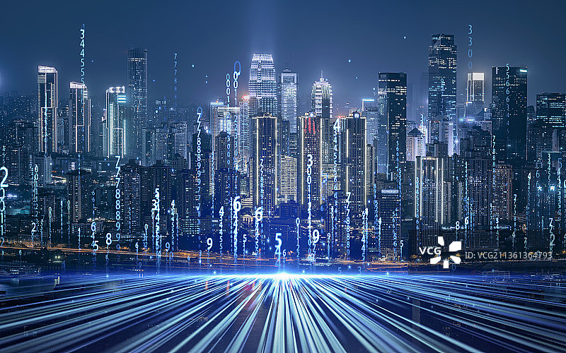 科技城市夜景科技大数据金融云计算图片素材