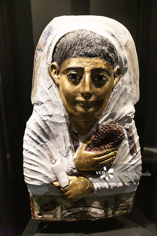 男性木乃伊面具（埃及，哈瓦拉，曼彻斯特博物馆藏）图片素材