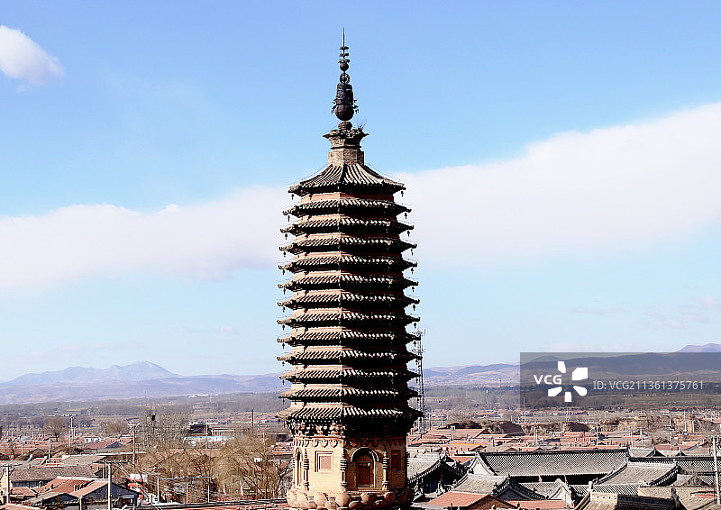 河北省张家口市蔚县的文物景观南安寺塔图片素材