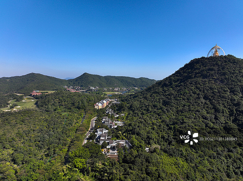 广东省深圳市盐田区东部华侨城茶溪谷航拍图片素材