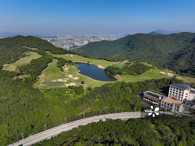 广东省深圳市盐田区东部华侨城云海谷体育公园航拍图片素材