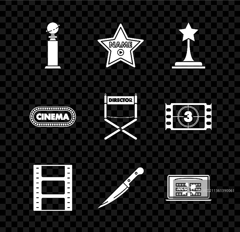 金球电影奖杯视频播放套装图片素材