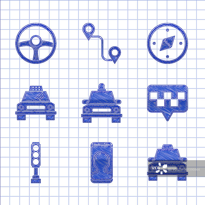 出租车呼叫电话服务系列：地图指针图片素材