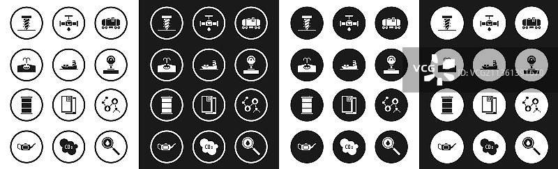 石油铁路油罐车、油轮、油田图标合集图片素材