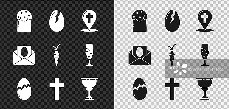 复活节蛋糕碎蛋地图指针套装图片素材