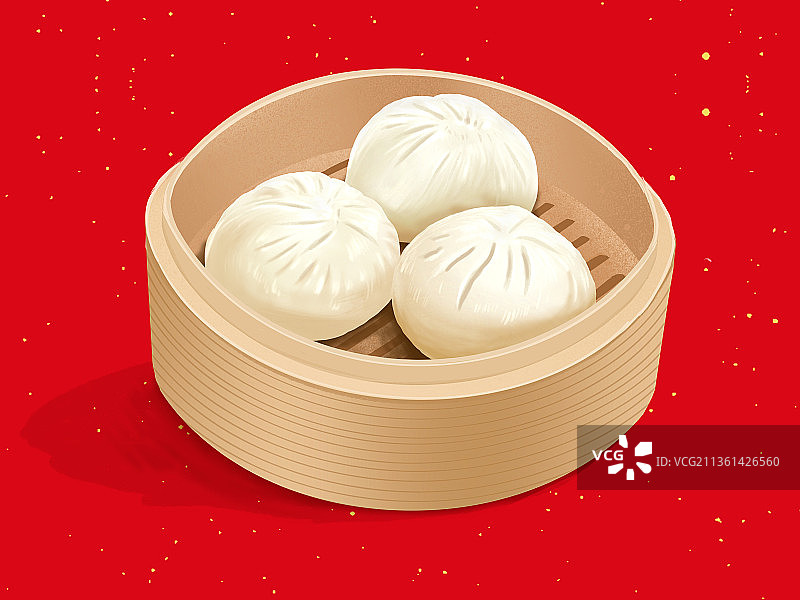 广式点心包子美食插画图片素材