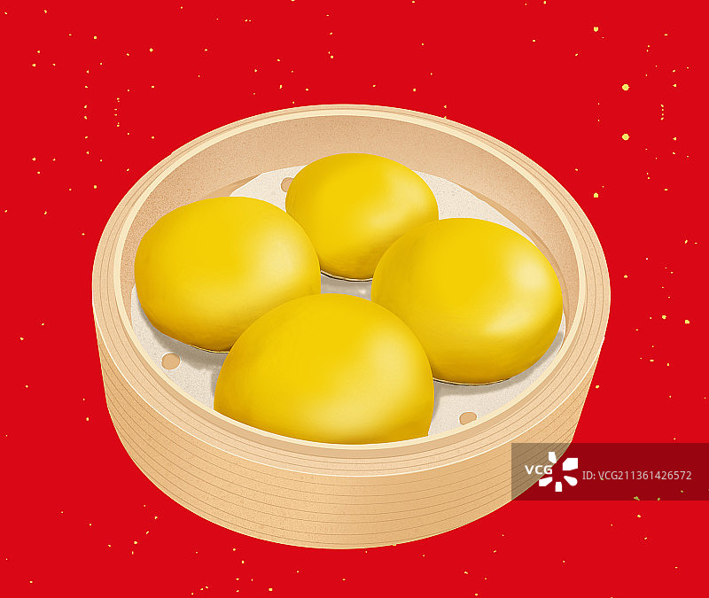 广式点心包子流沙包美食插画图片素材