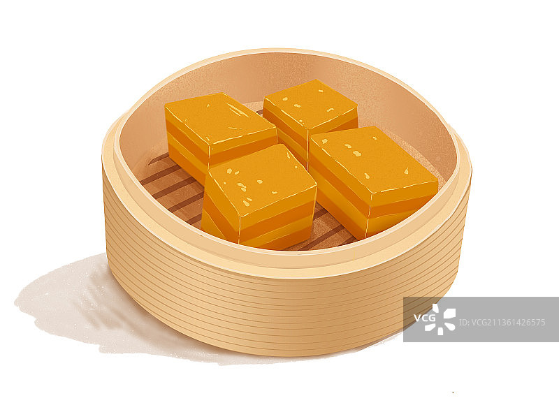 广式点心马蹄糕千层糕美食插画图片素材