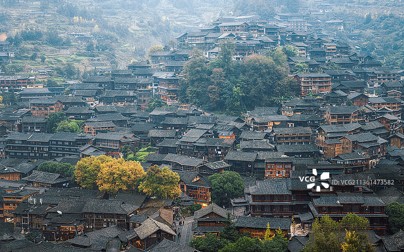 贵州西江千户苗寨建筑群图片素材