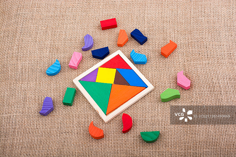 彩色积木俯视特写图片素材