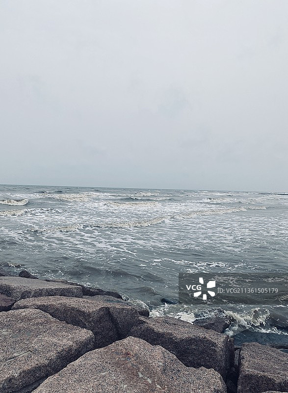 冬季美国得克萨斯州加尔维斯顿的海景图片素材