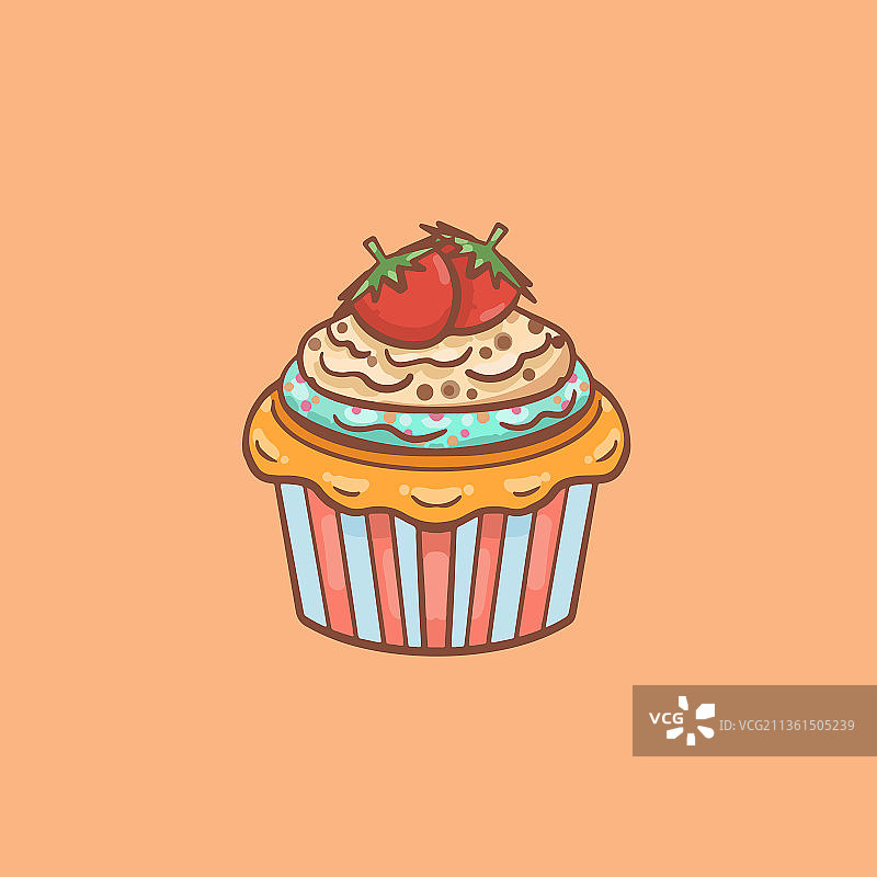 手绘卡通蛋糕甜品插画设计图片素材