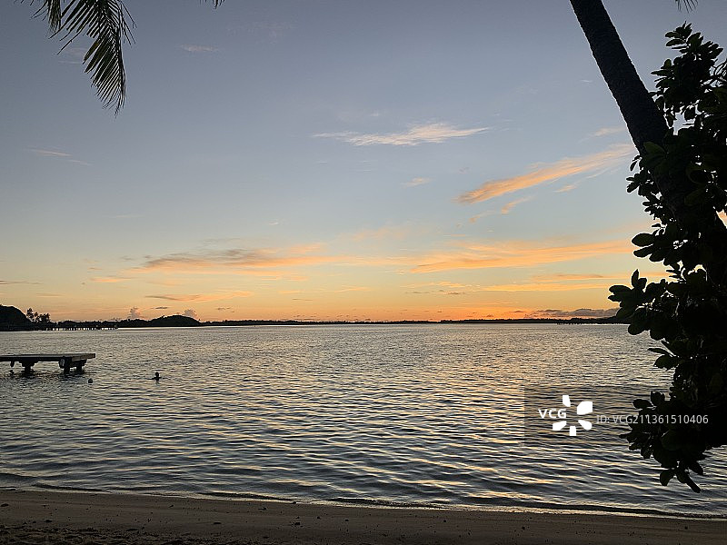 法属波利尼西亚日落景色图片素材