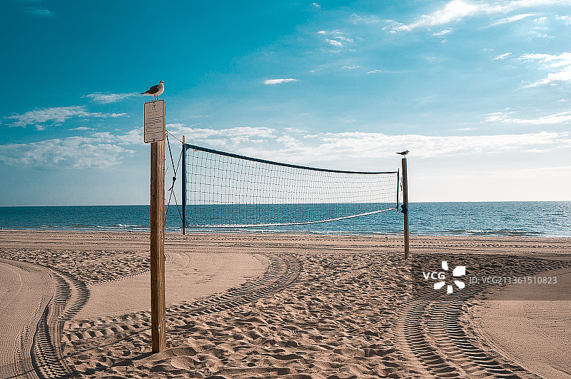 好莱坞海滩，海滩对天空的景色，好莱坞，佛罗里达州，美国图片素材