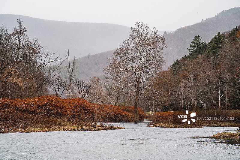 美国派恩溪冬季湖景图片素材
