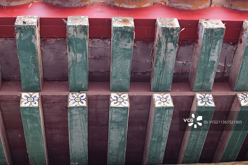 沈阳清昭陵古建筑屋檐内部局部特色写镜头图片素材