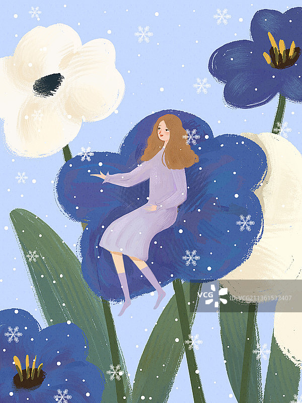 冬天雪花女孩壁纸图片素材