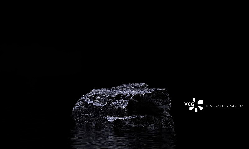 3d渲染黑色岩石基座陈列背景图片素材