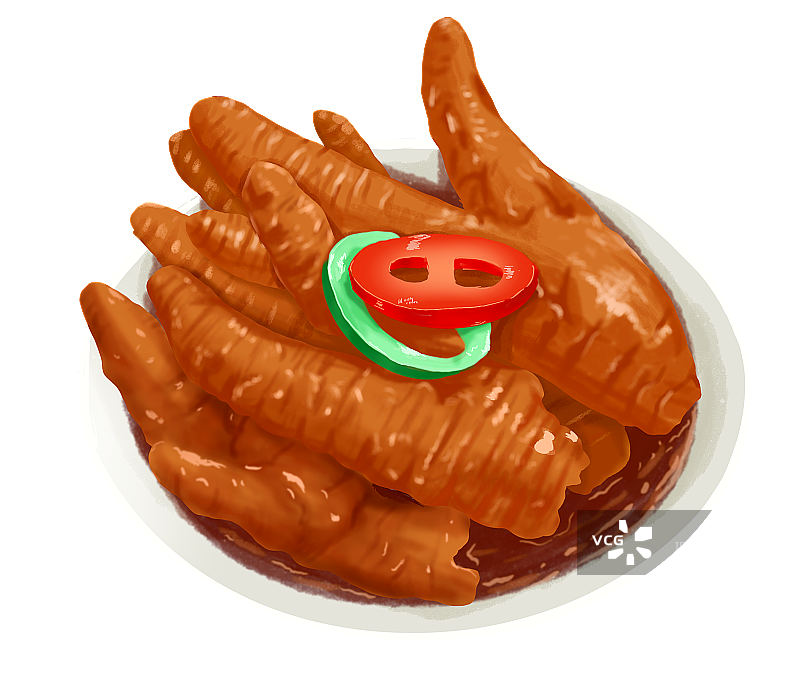 蒸凤爪鸡爪插画图片素材