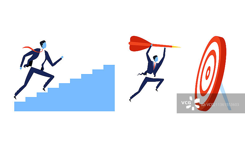 商务人士走楼梯实现目标图片素材