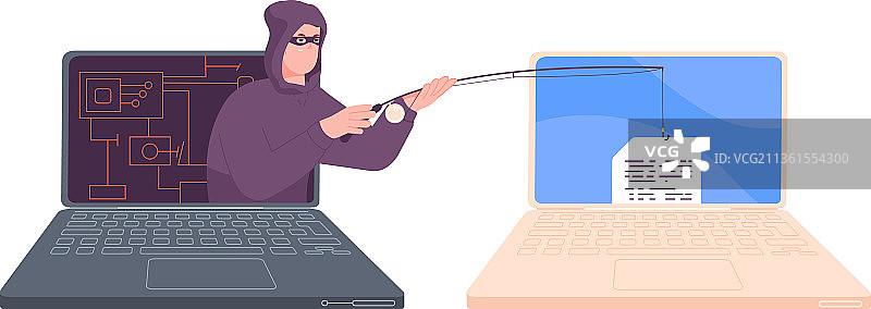 网络钓鱼诈骗攻击在线电脑黑客图片素材