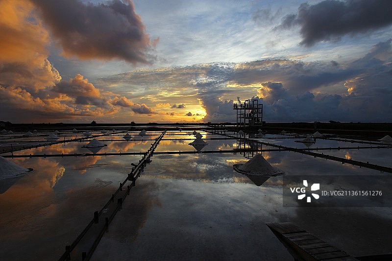 日落时湖面对天空的景色图片素材