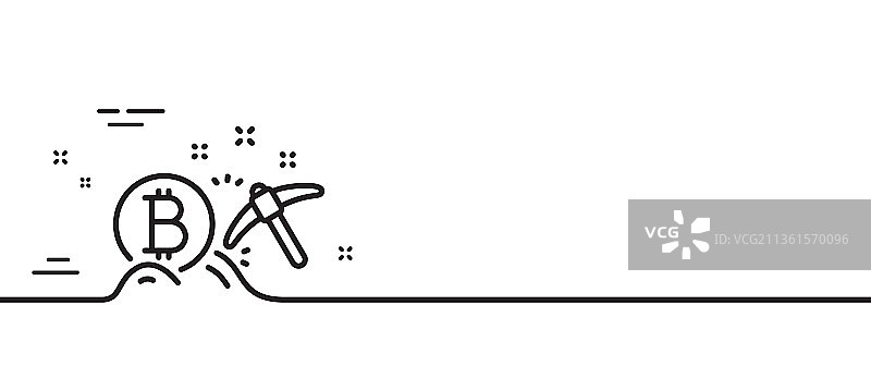 比特币挖矿线性图标加密货币代币标志图片素材