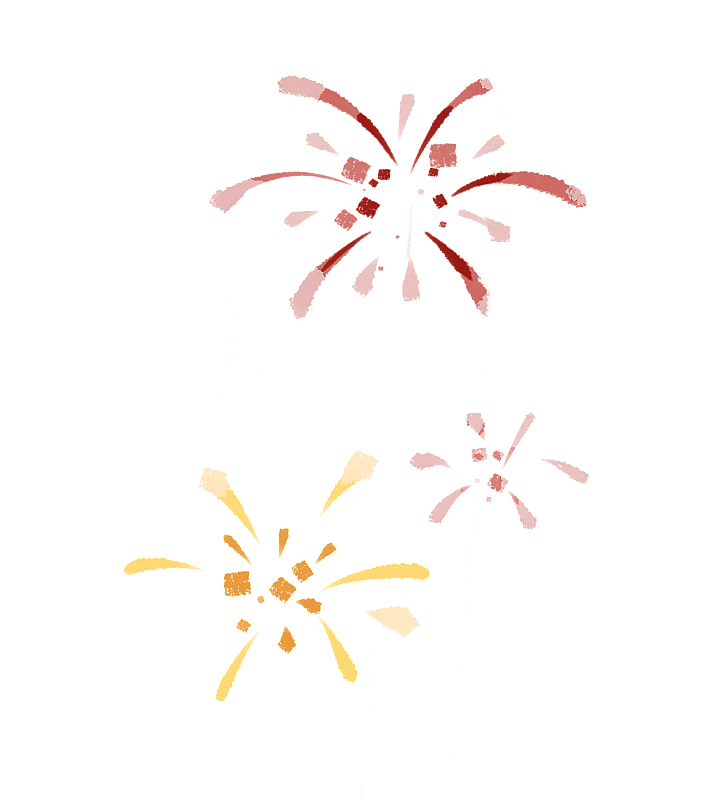 手绘抽象三色烟花元素图片素材