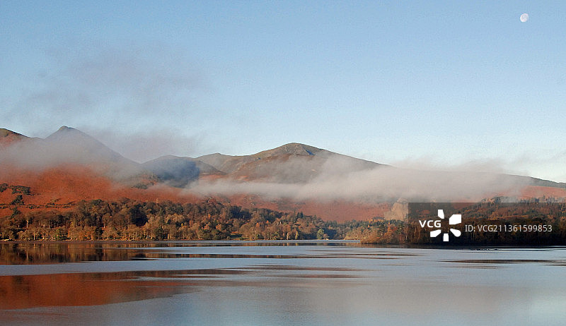 秋色中的德温特湖，英国凯西克湖光山色美景图片素材