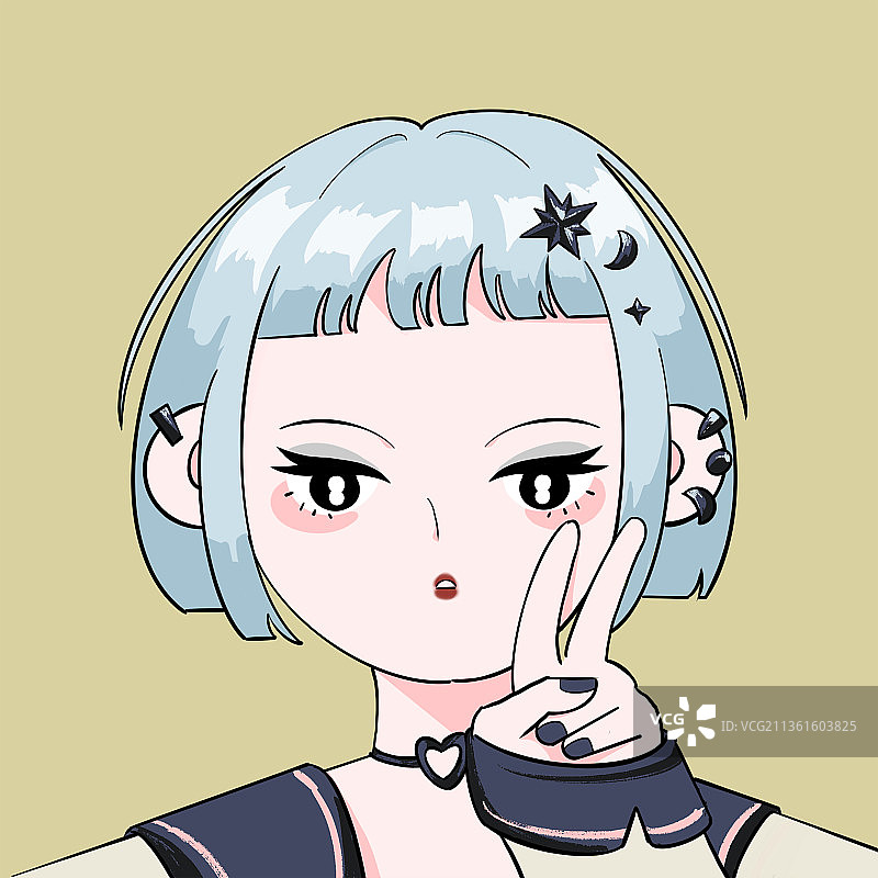 甜酷个性少女头像IP人物图片素材