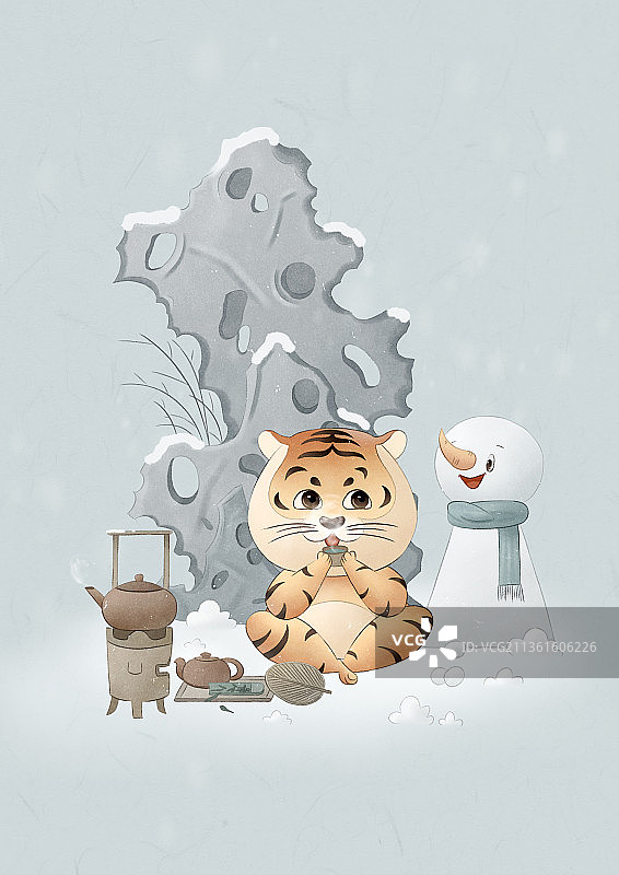 中国风虎年生肖成语插画系列自求多虎图片素材