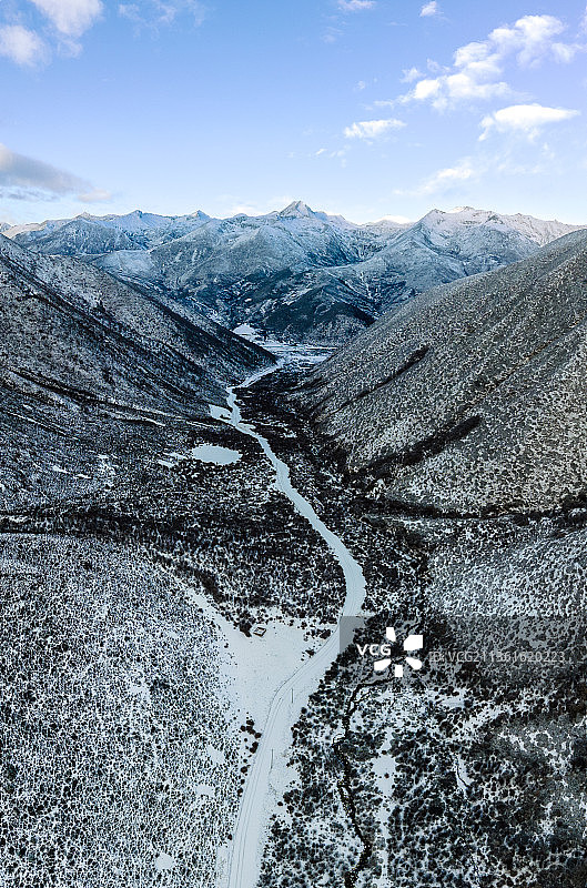 四川西部甘孜康定贡嘎山乡子梅垭口冬季雪景图片素材