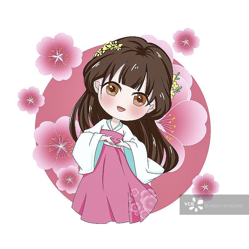 Q版古风可爱女图片素材