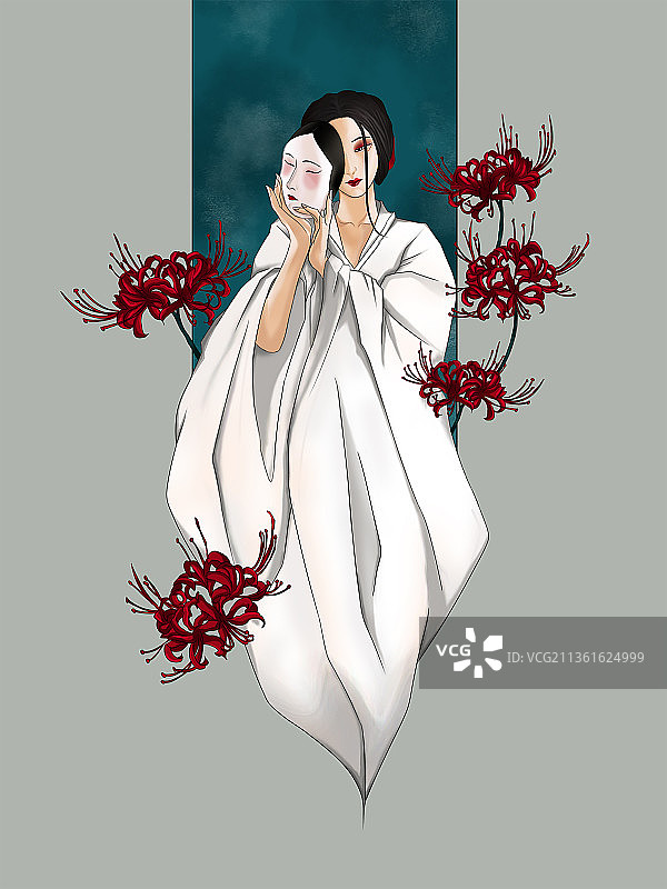 彼岸花的女子图片素材