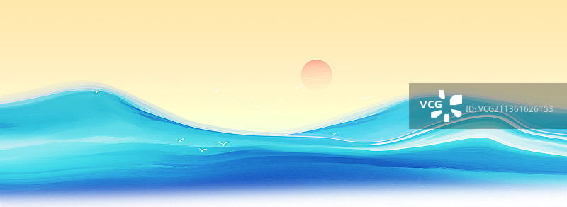 如山的巨浪风景背景插画图片素材