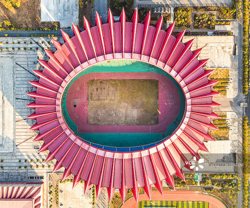 铜陵市体育中心俯瞰图图片素材