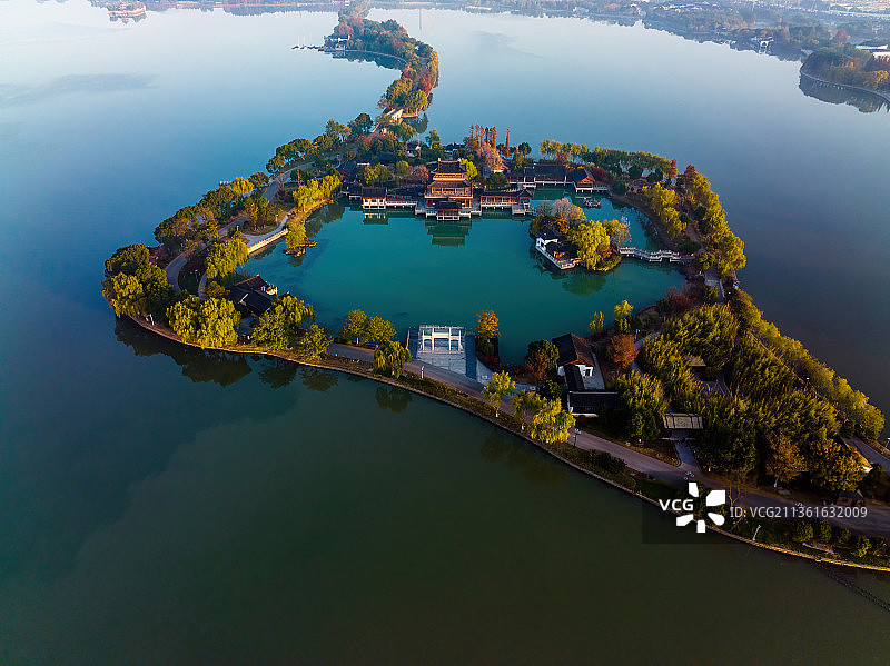 江苏苏州石湖风景区航拍图片素材