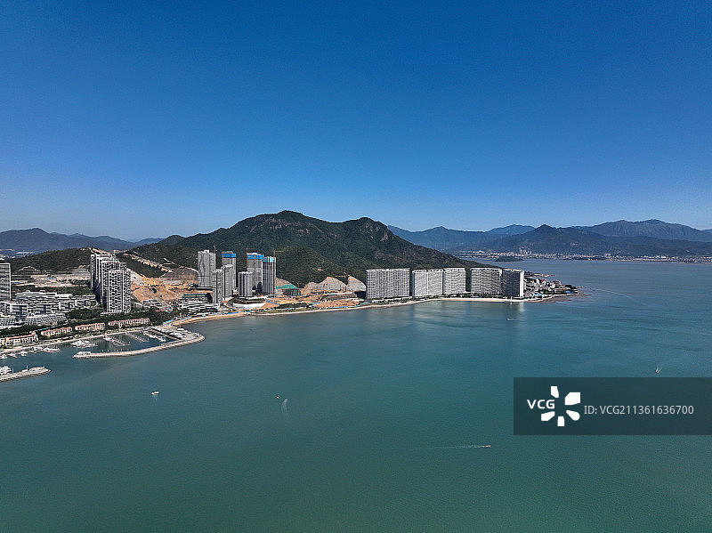 广东省惠州市惠东县亚婆角海滨度假区合正东部湾航拍图片素材